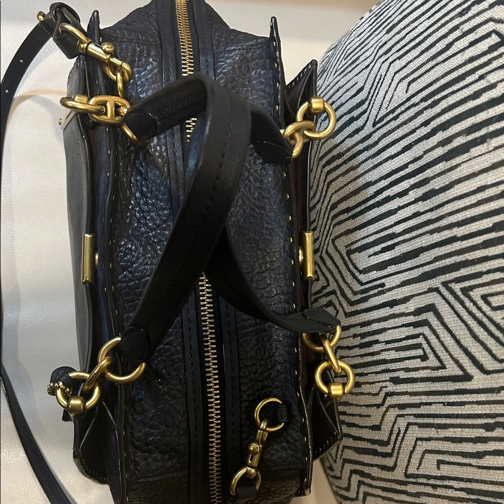 Coach Navy Dreamer 36 Border Rivets Leather Handbag